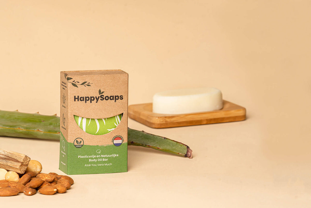 Plastfri och naturlig kroppsolja i fast form, body oil bar, aloe vera